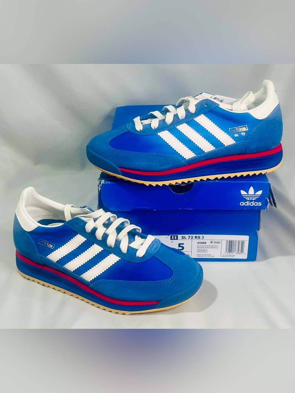 adidas SL 72 Retro Sneakers — Blue / White with Red Accent